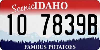ID license plate 1O7839B