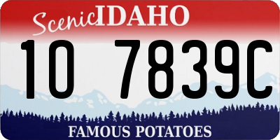 ID license plate 1O7839C