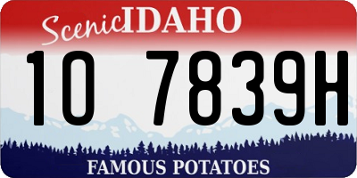 ID license plate 1O7839H