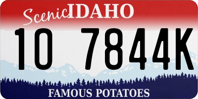 ID license plate 1O7844K