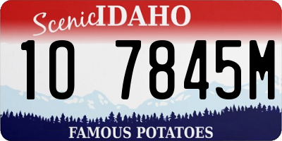 ID license plate 1O7845M