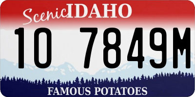 ID license plate 1O7849M