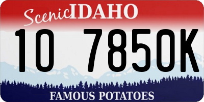 ID license plate 1O7850K