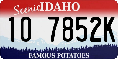 ID license plate 1O7852K