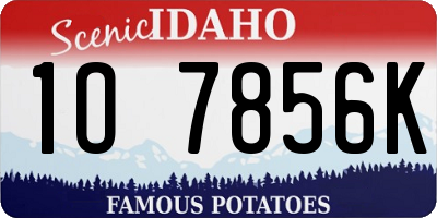 ID license plate 1O7856K