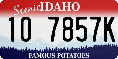 ID license plate 1O7857K