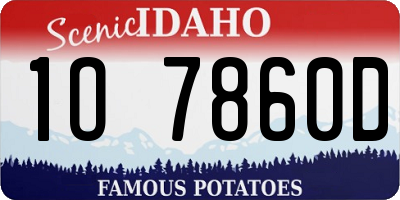 ID license plate 1O7860D
