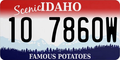 ID license plate 1O7860W