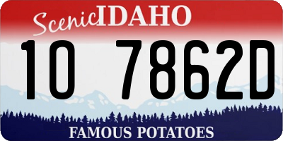 ID license plate 1O7862D