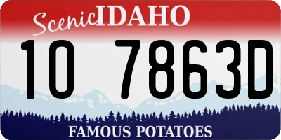 ID license plate 1O7863D