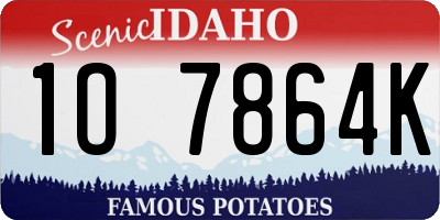 ID license plate 1O7864K