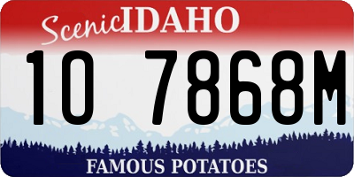 ID license plate 1O7868M