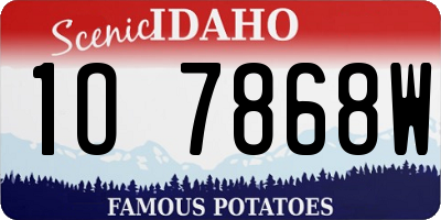 ID license plate 1O7868W