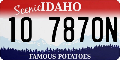 ID license plate 1O7870N
