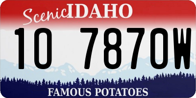 ID license plate 1O7870W