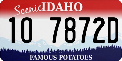 ID license plate 1O7872D