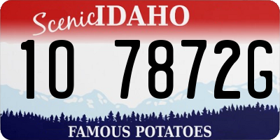ID license plate 1O7872G