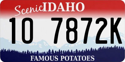 ID license plate 1O7872K