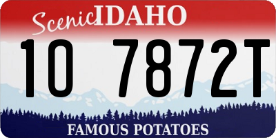 ID license plate 1O7872T