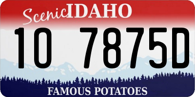 ID license plate 1O7875D