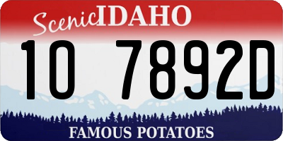 ID license plate 1O7892D