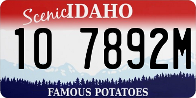 ID license plate 1O7892M