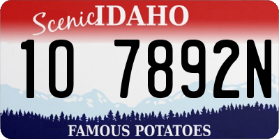 ID license plate 1O7892N
