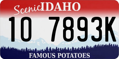 ID license plate 1O7893K