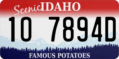 ID license plate 1O7894D