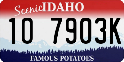 ID license plate 1O7903K