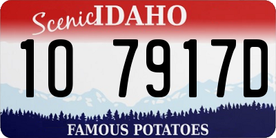ID license plate 1O7917D