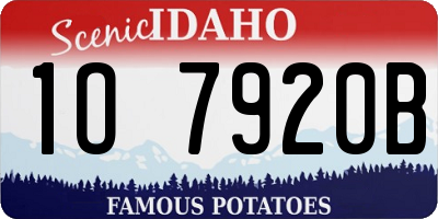 ID license plate 1O7920B