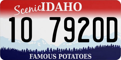ID license plate 1O7920D