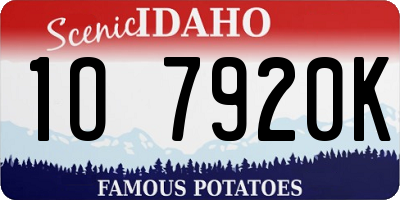 ID license plate 1O7920K