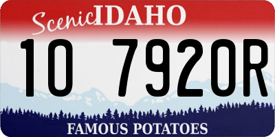 ID license plate 1O7920R