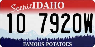 ID license plate 1O7920W