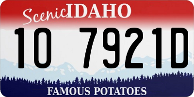 ID license plate 1O7921D