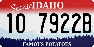 ID license plate 1O7922B