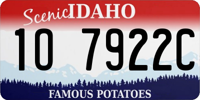 ID license plate 1O7922C
