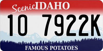 ID license plate 1O7922K