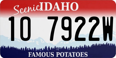 ID license plate 1O7922W