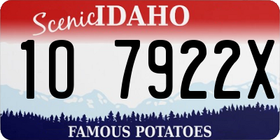 ID license plate 1O7922X