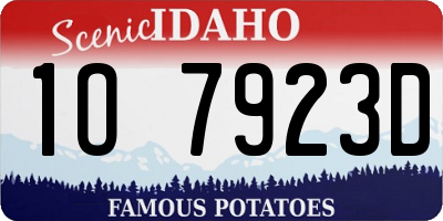 ID license plate 1O7923D