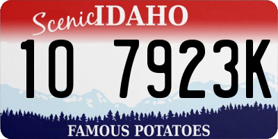 ID license plate 1O7923K