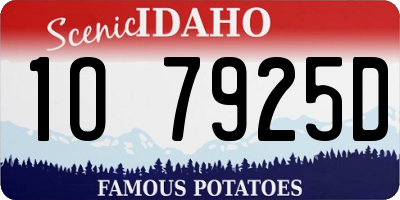 ID license plate 1O7925D
