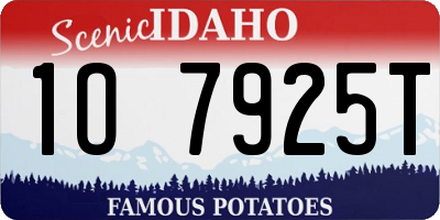 ID license plate 1O7925T
