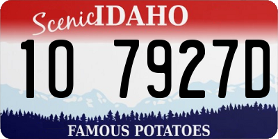 ID license plate 1O7927D