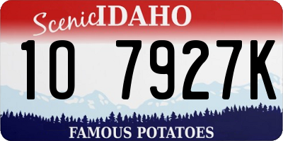 ID license plate 1O7927K