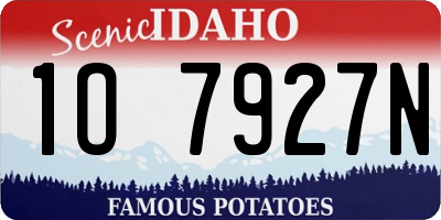 ID license plate 1O7927N