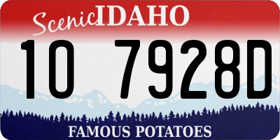 ID license plate 1O7928D
